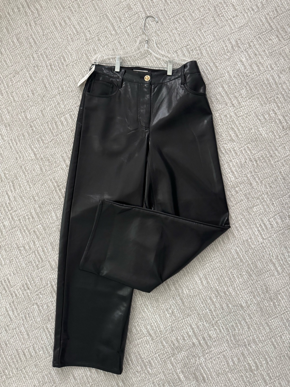 Aritzia Black Faux Leather Wide Leg Pants